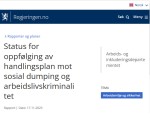 Status for oppfølging av handlingsplan mot sosial dumping og arbeidslivskriminalitet